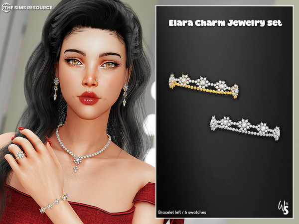 Sims 4 — Elara Charm_Bracelet Left by WisteriaSims — Add a touch of delicate sparkle to your Sims with the Elara Charm