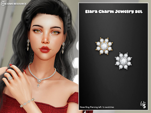 Sims 4 — Elara Charm_NosePiercing v2 Left by WisteriaSims — Add a touch of delicate sparkle to your Sims with the Elara