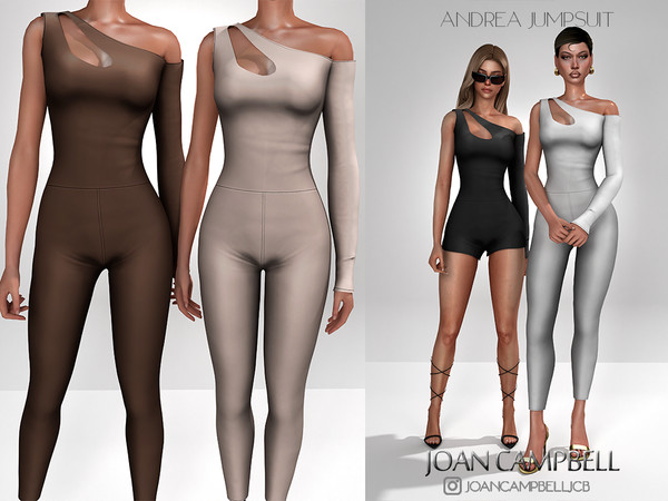 Sims 4 — JCB ANDREA JUMPSUIT by Joan_Campbell_Beauty_ — INCLUDES: LONG JUMPSUIT (10 swatches)