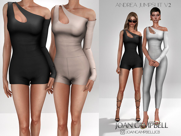 Sims 4 — JCB ANDREA JUMPSUIT V2 by Joan_Campbell_Beauty_ — INCLUDES: LONG JUMPSUIT (10 swatches)