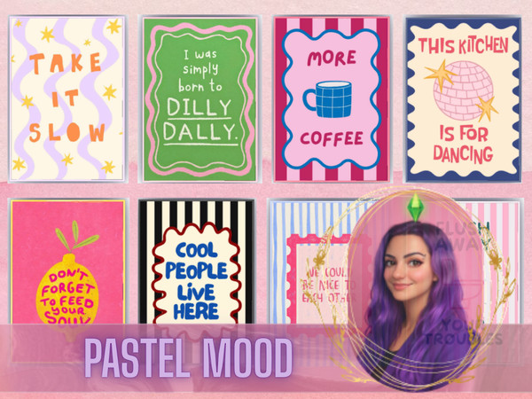 Sims 4 — Pastel Mood Wall Art by gokcemsims — Early access versions and exclusive content are available on my Patreon.