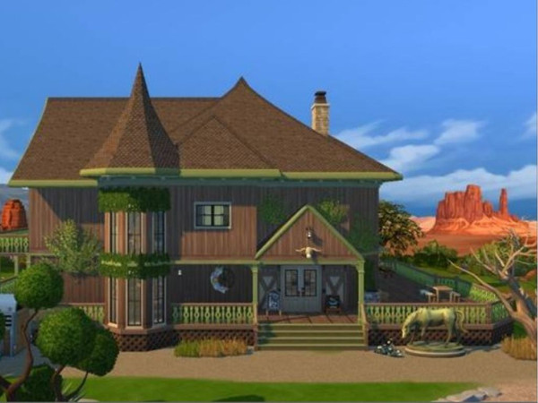 Sims 4 — Western Saloon & Ranch by ciukata — Live upstairs. Pour whiskey downstairs. Ride at dawn. Step into a slice