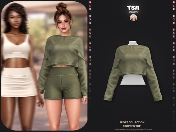 Sims 4 — Sport Collection - 3 Cropped Top BD1663 by busra-tr — - Set Inclued : Top x4 - Short - Legging - Skort - Short -