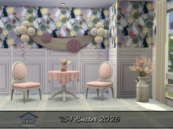 Sims 4 — TS4 Easter 2026 wall4 by Emerald — Hand over the chocolate and no-bunny gets hurt! Happy Easter!