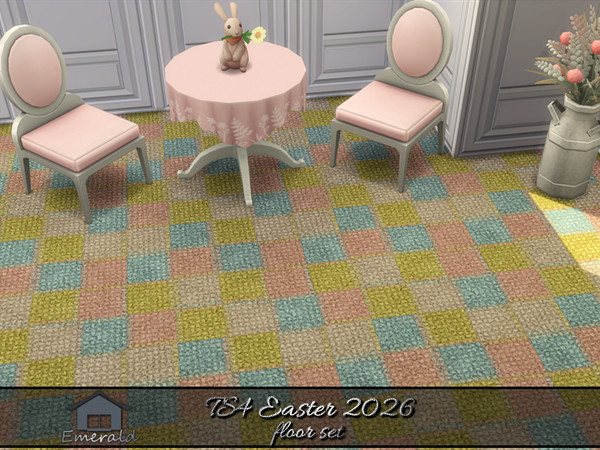Sims 4 — TS4 Easter 2026 floor 5 by Emerald — Hand over the chocolate and no-bunny gets hurt! Happy Easter! (floor set)