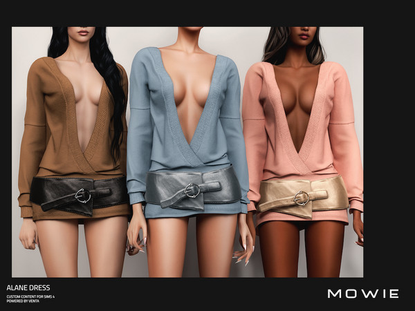 Sims 4 — MOWIE - Alane Dress (Add On) by VentaStudio — Alane Dress