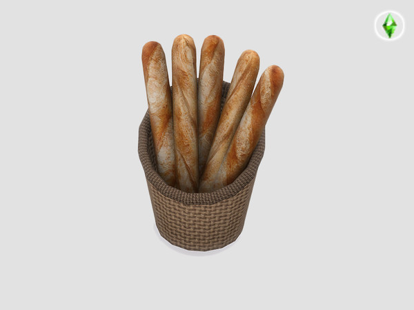 Sims 4 — Honey Bun Bakery Bread Basket Large by SaeraMaples — Decorative bread set and shelves add-on for the Honey Bun