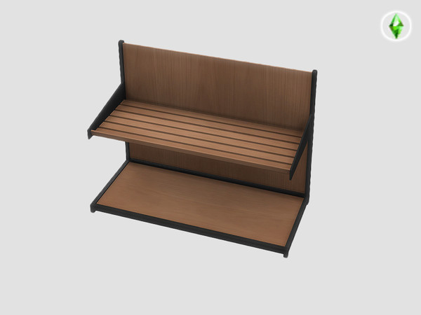 Sims 4 — Honey Bun Bakery Small Bread Shelf (Base Game) by SaeraMaples — Decorative bread set and shelves add-on for the