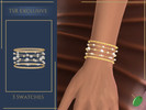 Sims 4 — Keera Pearl Stacked Bracelet V3 by Pitted0live — Layered stacked bracelets with gold beads and pearls Version 3