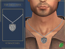 Sims 4 — M Pendant Chain by Pitted0live — Mens chain necklace with a shield pendant containing an 'M' initial Custom