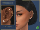 Sims 4 — Gloria Ear Piercings by Pitted0live — Multiple ear piercings featuring hoops chains and diamonds Works best on