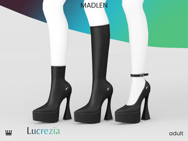 Sims 4 — Madlen Lucrezia Boots (Short) by Madlen — Sleek high platform heels! Custom elevation included!