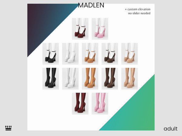 Sims 4 — Madlen Lucrezia Boots (Tall) by Madlen — Sleek high platform heels! Custom elevation included!