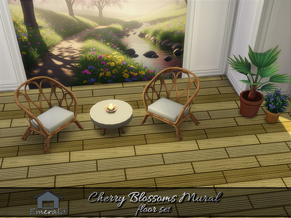 Sims 4 — Cherry Blossoms Mural floor 3 by Emerald — Cherry Blossoms offer vibrant spring to summer blooming in shades