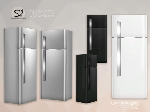 Sims 4 — Compacta Kitchen Fridge by SIMcredible! — blablabla by SIMcredibledesigns.com - Fridge [FUNCTIONAL]