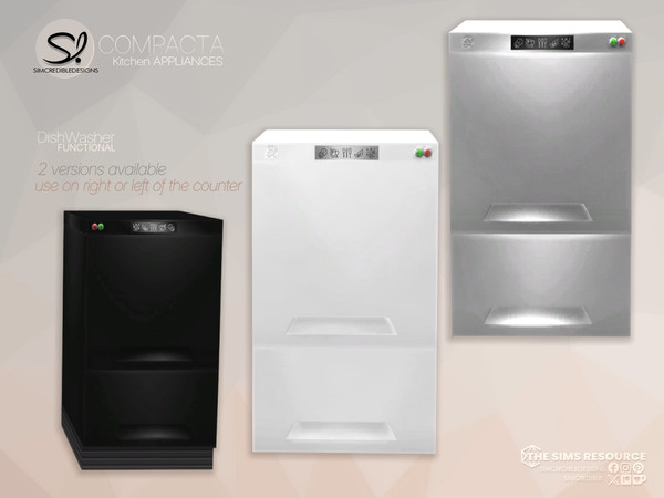Sims 4 — Compacta Kitchen Dishwasher Right by SIMcredible! — blablabla by SIMcredibledesigns.com - Fridge [FUNCTIONAL]