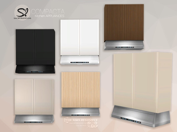 Sims 4 — Compacta Kitchen Stove hood cabinet by SIMcredible! — blablabla by SIMcredibledesigns.com - Fridge [FUNCTIONAL]