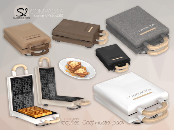 Sims 4 — Compacta Kitchen Waffle Maker by SIMcredible! — blablabla by SIMcredibledesigns.com - Fridge [FUNCTIONAL]