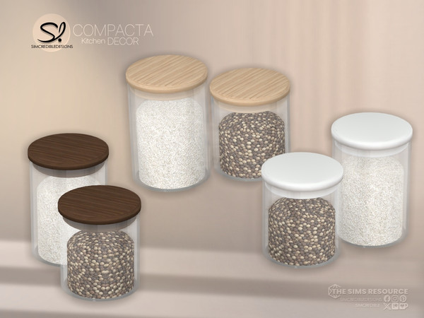 Sims 4 — Compacta Kitchen Glass Pantry Jars Small by SIMcredible! — - Casserole Pot