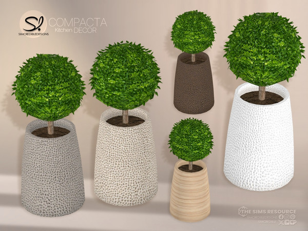 Sims 4 — Compacta Plant Topiary by SIMcredible! — - Casserole Pot