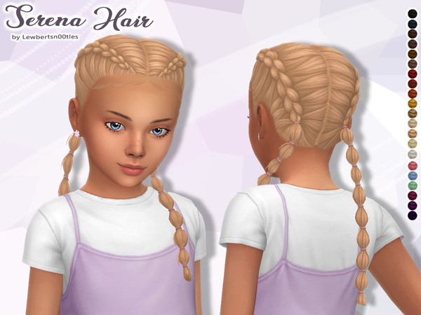 Sims 4 — (Lewbertsn00tles) Serena Hair V1 (Child) by Lewbertsn00tles — A double Dutch braid hairstyle with long bubble