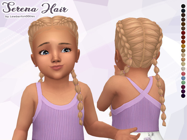 Sims 4 — (Lewbertsn00tles) Serena Hair V3 (Toddler) by Lewbertsn00tles — A delicate double Dutch braid hairstyle with