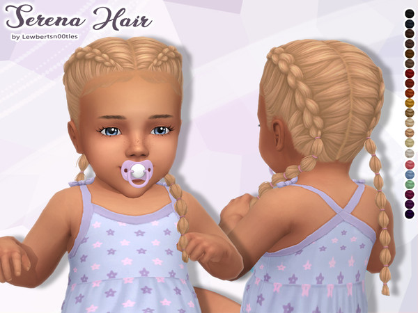 Sims 4 — (Lewbertsn00tles) Serena Hair V2 (Infant) by Lewbertsn00tles — A delicate double Dutch braid hairstyle with long