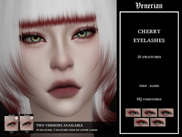 Sims 4 — Cherry 3D Eyelashes by Venerian by Venerian — 10 swatches Teen to elder Two versions available: incompatible