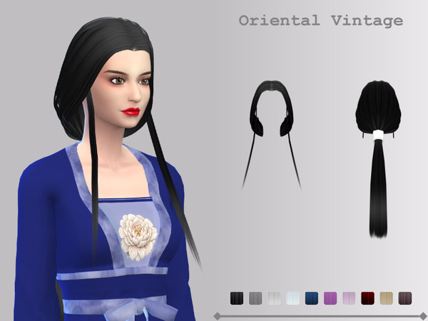 Sims 4 — [YINYN] Hair 26032 Oriental Vintage by Yinyn — - 10 swatches
