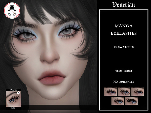 Sims 4 — Venerian_Manga_Lashes_(RING)_HQ by Venerian — 10 swatches Teen to elder Two versions available: incompatible