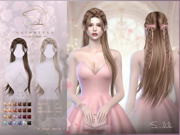 Sims 4 — sclub_ts4_hair_ 020426 by S-Club — Long hair with braid hope you like, thank you.