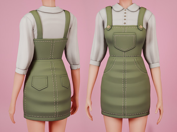 Sims 4 — Cara Overall Skirt Outfit by caseysayshello — A mesh I designed for my own personal sim! I've played with this