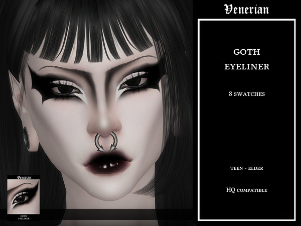 Sims 4 — Goth Eyeliner by Venerian by Venerian — 8 swatches Teen to elder Feminine frame only HQ compatible
