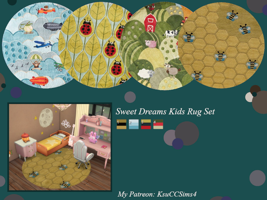 The Sims Resource | KsuCCSims4 - Sweet Dreams Kids Rug Set.