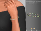 Sims 4 — Multistone Oval Sapphire Citrine Bracelet by LVNDRCC — Chain link bracelet with green and pink oval sapphires