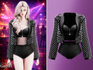 Sims 4 — Adult - Spiked jacket set with bralette and shorts by Garfiel — A bold statement outfit for adults featuring a