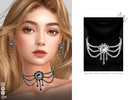 Sims 4 — BEADED DROP PENDANT NECKLACE by ZNsims — round beads, water-drop shaped, tassels, necklace, shiny
