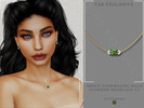 Sims 4 — Green Tourmaline Halo Diamond Necklace v2 by Glitterberryfly — A Green Tourmaline Halo Diamond Necklace set in