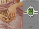 Sims 4 — Green Tourmaline Halo Diamond Wedding Ring by Glitterberryfly — A Green Tourmaline Halo Diamond Wedding Ring