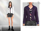 Sims 4 — WEAR A LONG-SLEEVED BOW TIE by ZNsims — belt bow, long sleeves, casual, uniform, shirt