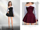 Sims 4 — OFF-THE-SHOULDER SHORT DRESS by ZNsims — off-the-shoulder, dress, off-shoulder design, short skirt, long sleeves