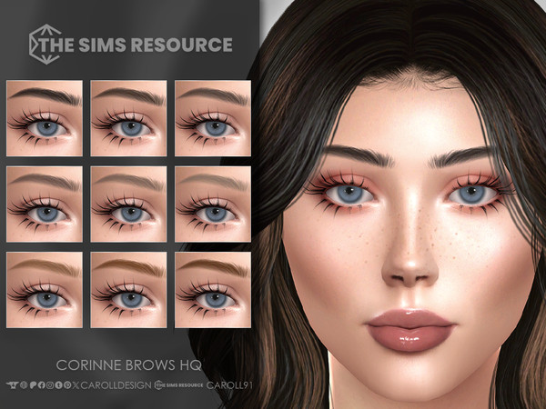Sims 4 — Corinne Brows HQ by Caroll912 — A 9-swatch groomed, arched eyebrows in different tones of black, brown, blonde