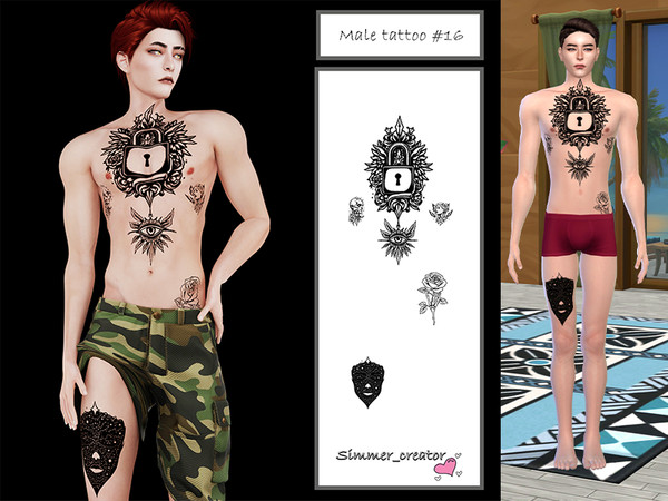 Sims 4 — Male tattoo #16 by Simmer_creator9 — male tattoo Teen - Elder Can be used on Alpha skin