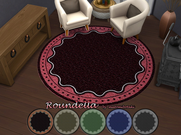 Sims 4 — Roundella by matomibotaki — Round rug for any room and any occasion, with a chic border, available in 6