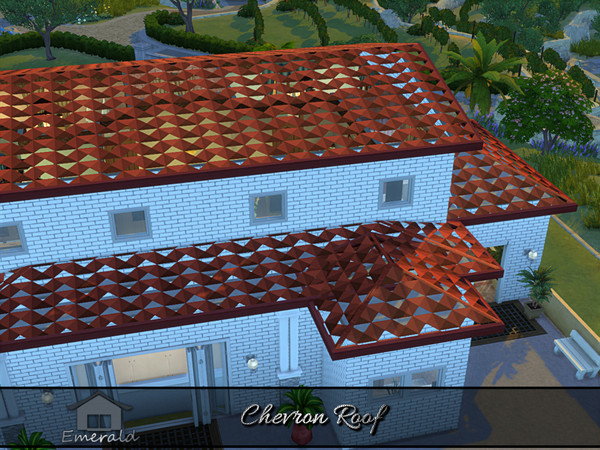 Sims 4 — Chevron Roof 4 by Emerald — Chevron roof was designed with the idea of unobstructed flow of water to maintain