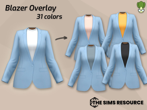 Sims 4 — One Button Blazer Inner Shirt Overlay by kapakijo — A set of formal modest wear. The set contains 3 items.
