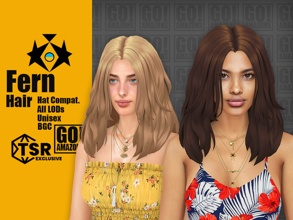 Sims 4 — Fern Hair by GoAmazons — Casual unisex lush hairstyle for everyday life of your simmies.