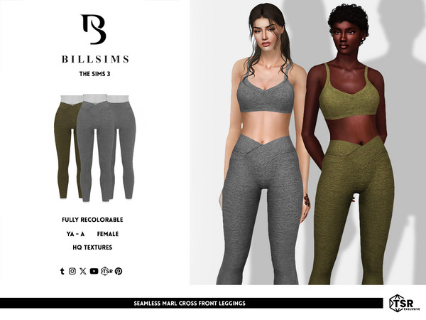 Sims 3 — Seamless Marl Cross Front Leggings by Bill_Sims — These leggings feature a seamless marl material with a cross