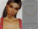 Sims 4 — Golden Layered Chain and Pearl Necklace by Glitterberryfly — A gold layered necklace with pearl strand necklace