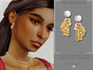 Sims 4 — Gold Twisted Knot Pearl Earrings by Glitterberryfly — A gold twisted knot earring with pearls